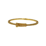 V565 The Woods Brass Round Bangle with 1 Diamond Row - Vermillion