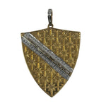 V569 The Woods Brass Shield Pendant with Diamonds - Vermillion