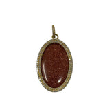 V572 The Woods Oval Goldstone and Diamond Pendant - Vermillion