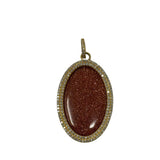 V572 The Woods Oval Goldstone and Diamond Pendant - Vermillion