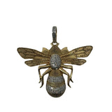 V576 The Woods Silver and Brass Diamond Large Bee Pendant - Vermillion