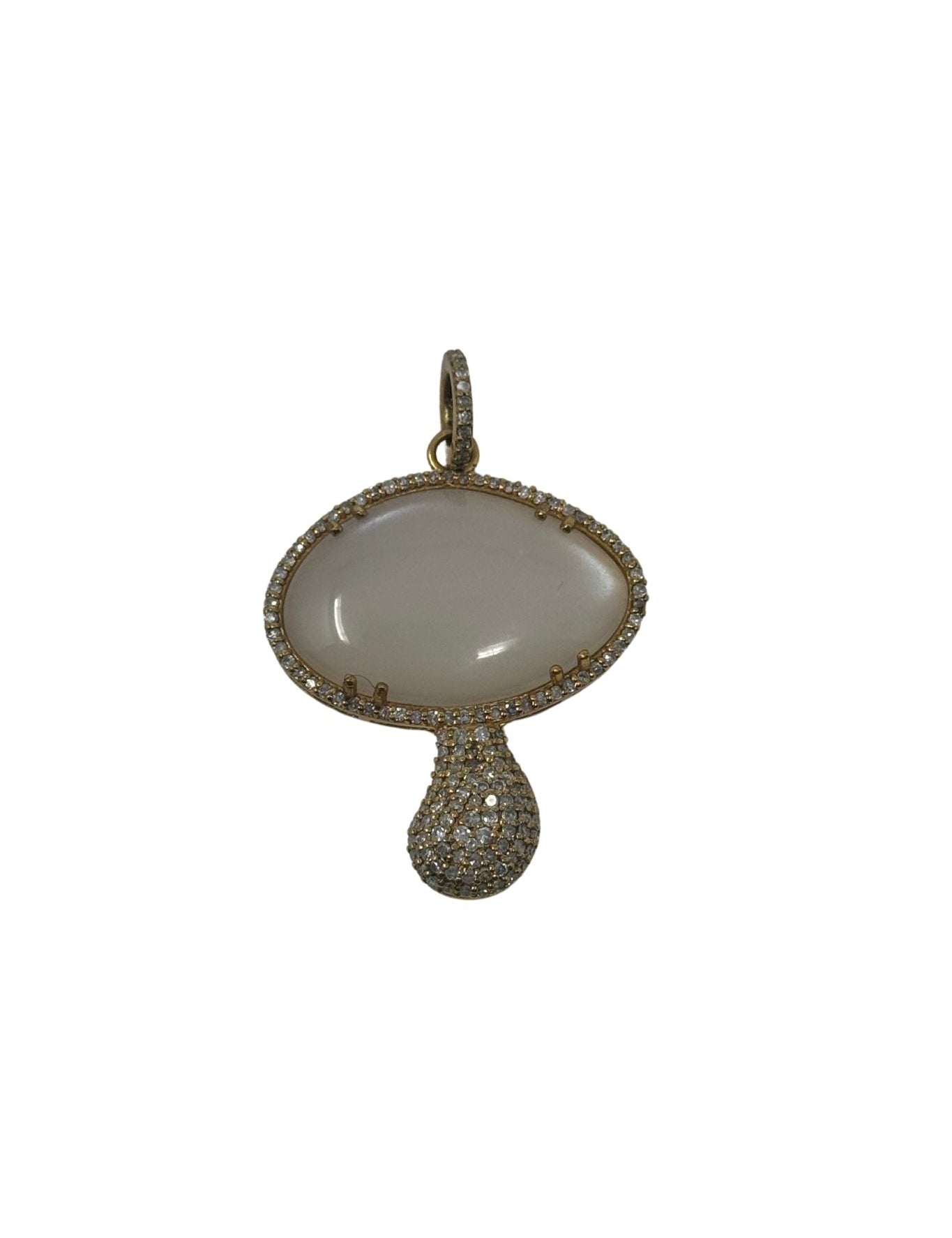 V577 The Woods Moonstone and Diamond Mushroom Pendant - Vermillion