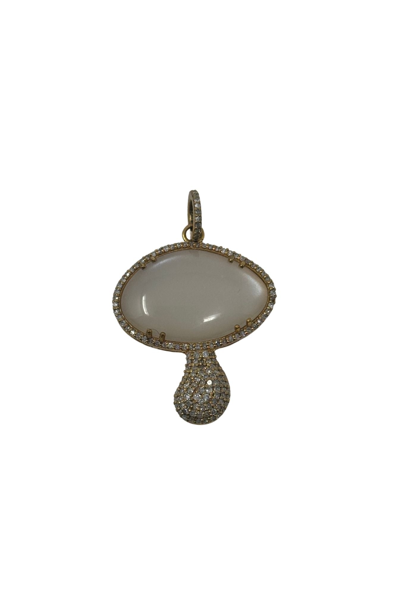 V577 The Woods Moonstone and Diamond Mushroom Pendant - Vermillion