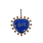 V579 The Woods Lapis and Pink Amethyst Heart Pendant with Horse Etching - Vermillion