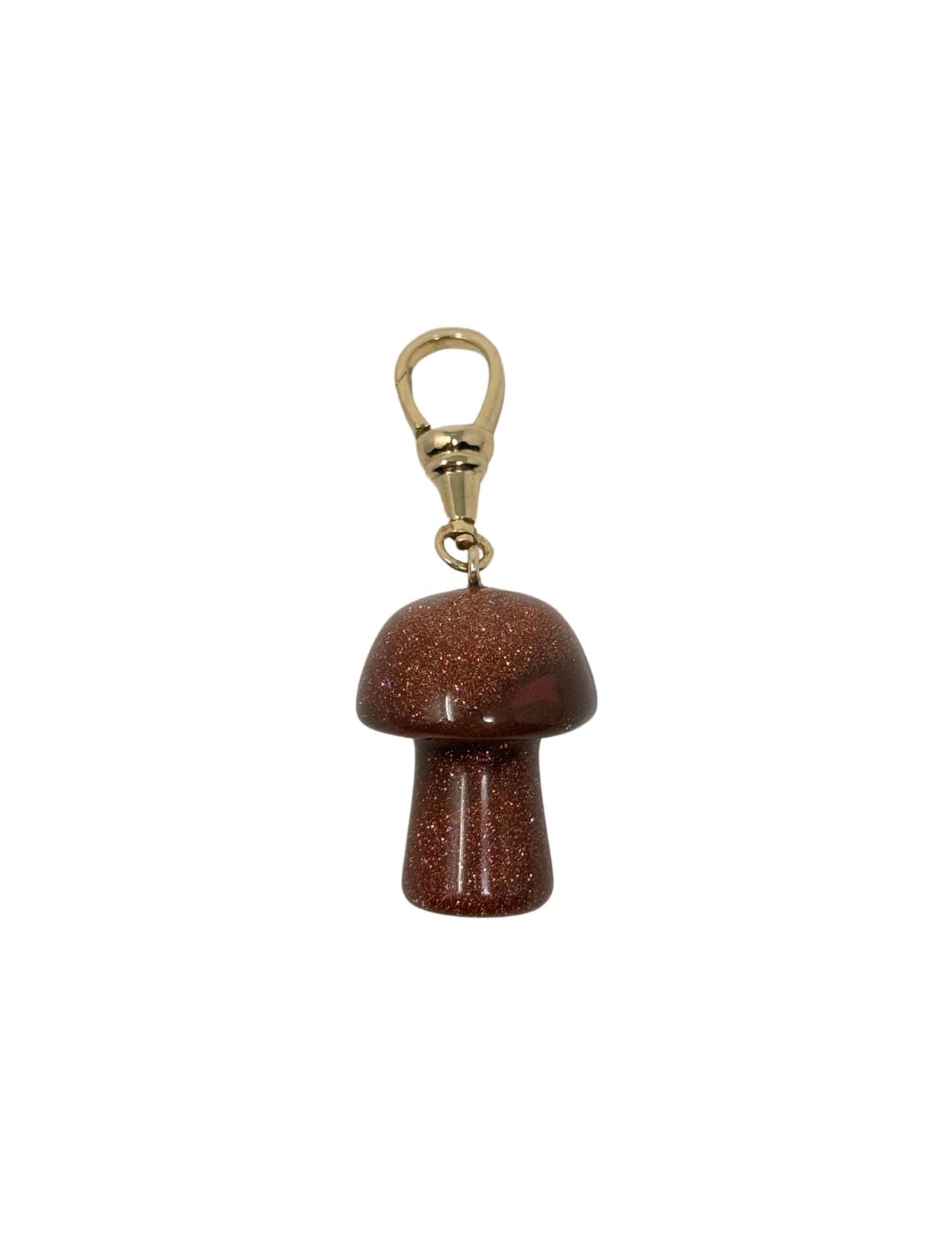 V580 The Woods Goldstone Mushroom Pendant with 14k Gold Bail - Vermillion