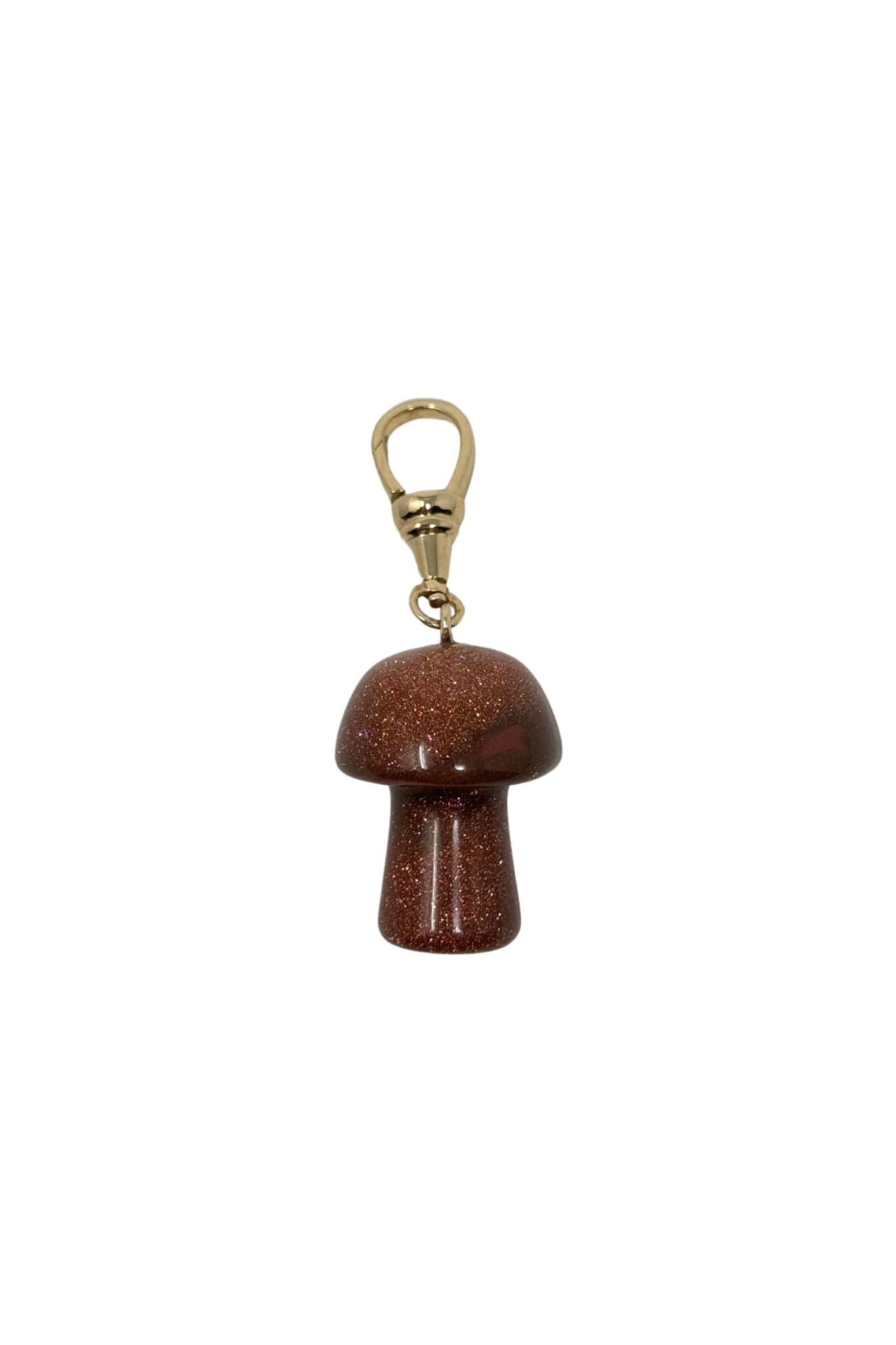 V580 The Woods Goldstone Mushroom Pendant with 14k Gold Bail - Vermillion