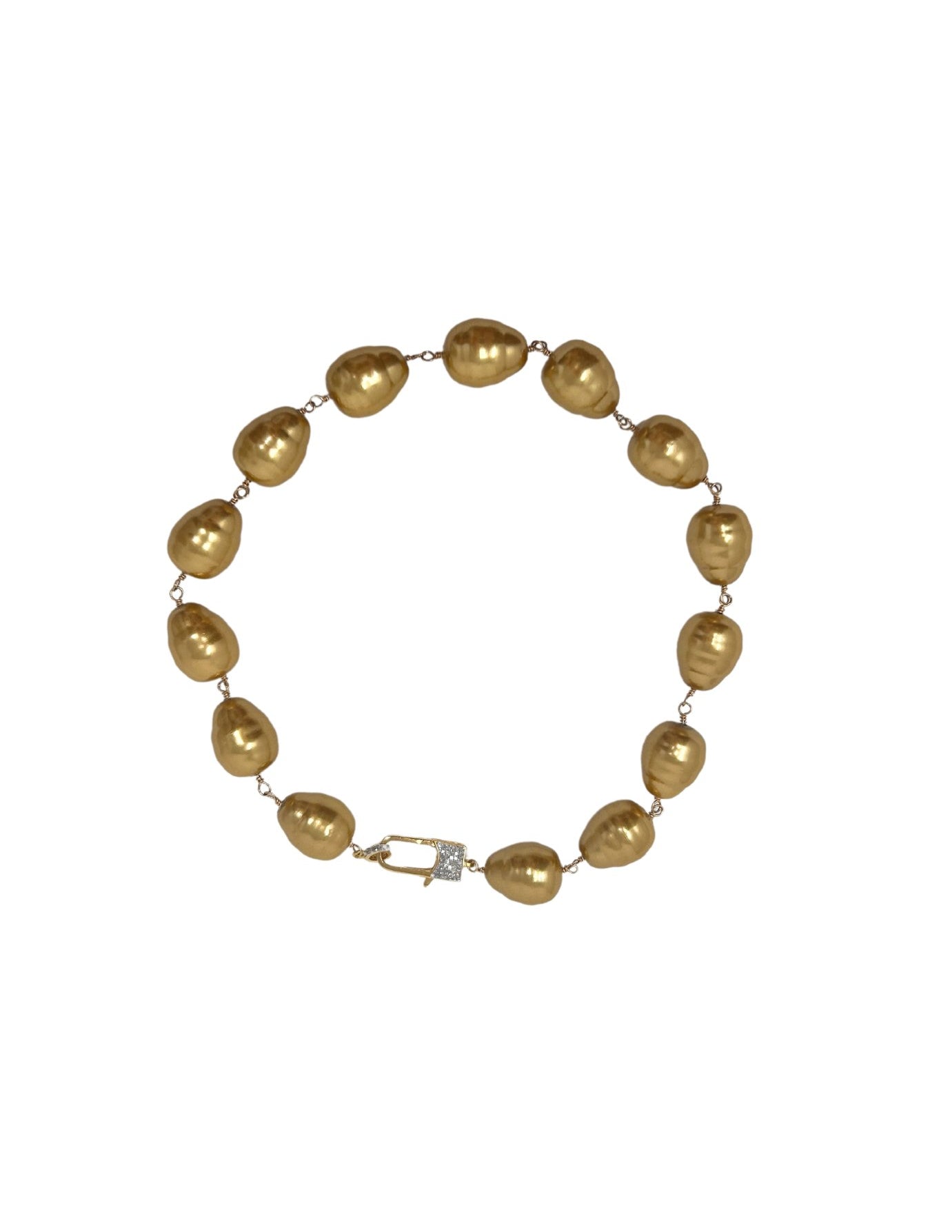 V585 The Woods Short Gold Pearl and Brass Necklace - Vermillion