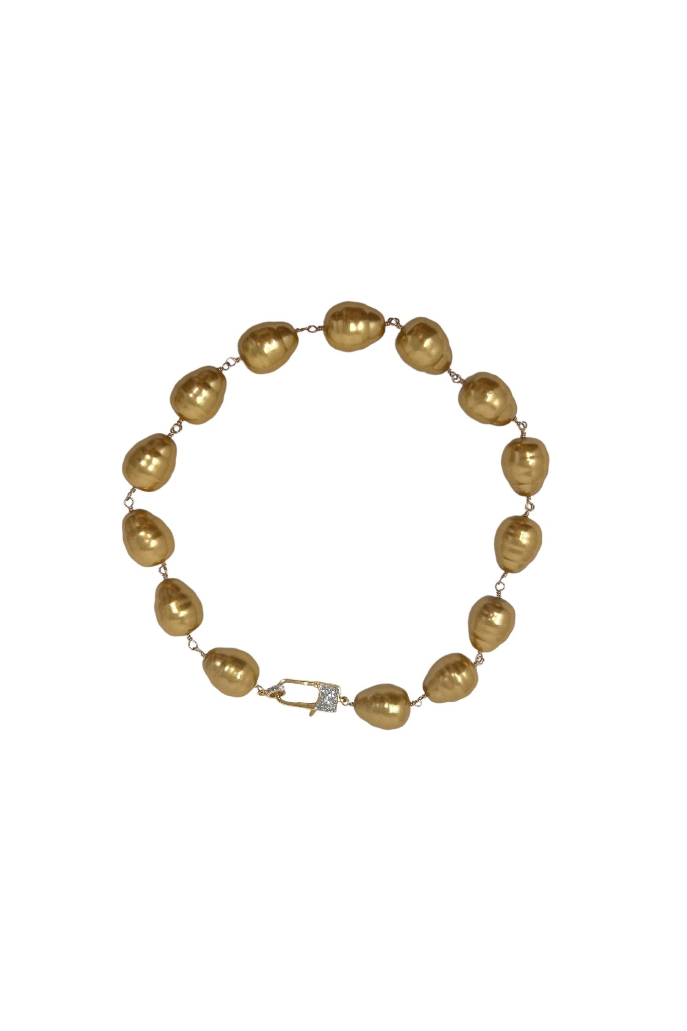 V585 The Woods Short Gold Pearl and Brass Necklace - Vermillion