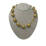 V585 The Woods Short Gold Pearl and Brass Necklace - Vermillion