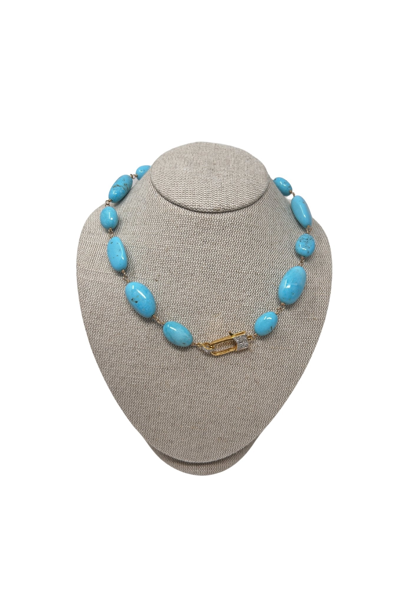 V589 The Woods Short Nacozari Turquoise and Brass Necklace - Vermillion