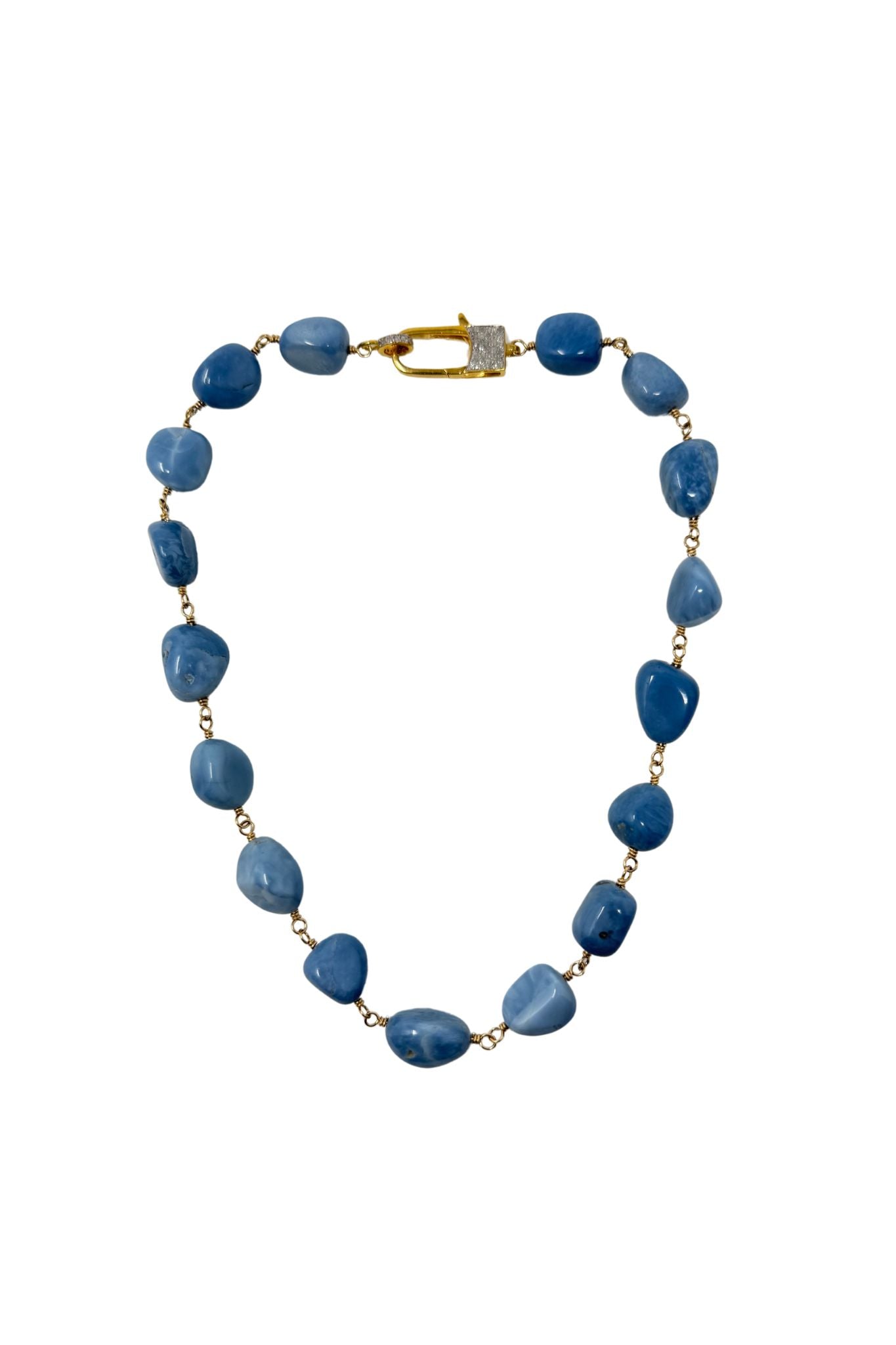 V590 The Woods Short Opal and Brass Necklace - Vermillion