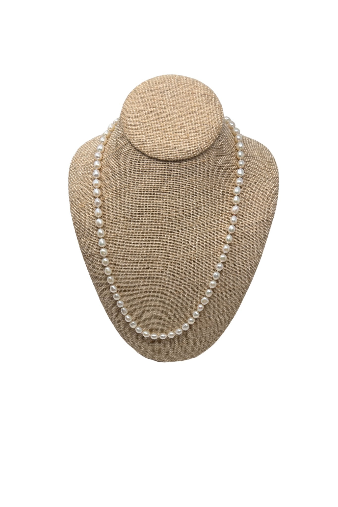 V593 The Woods White Keshi Pearls Necklace with 14k Gold Clasp - Vermillion