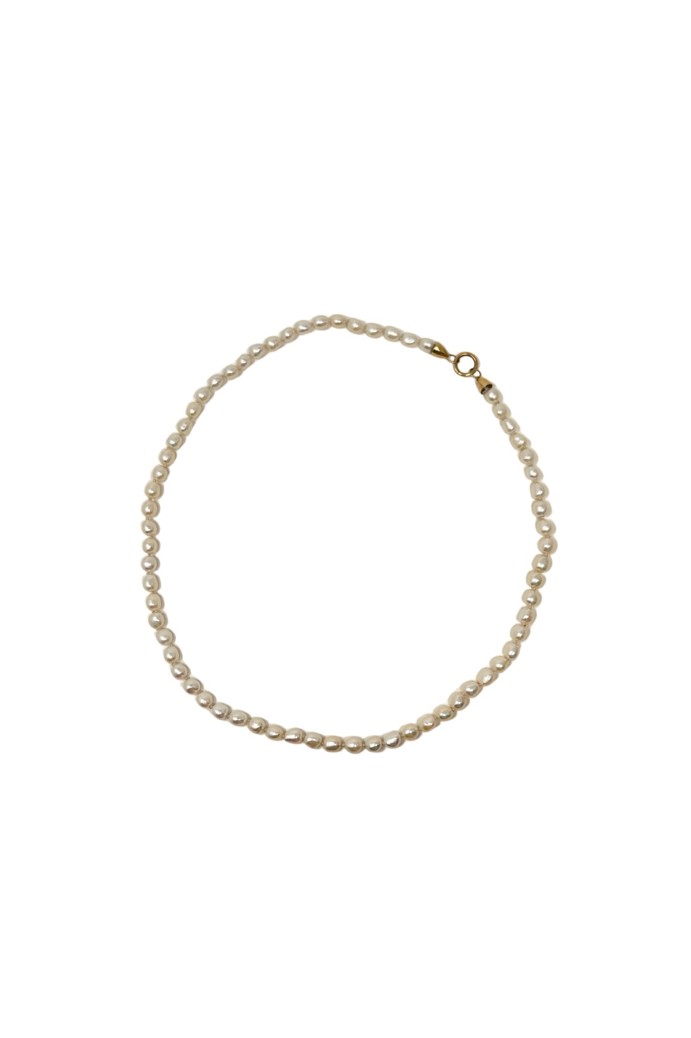 V593 The Woods White Keshi Pearls Necklace with 14k Gold Clasp - Vermillion