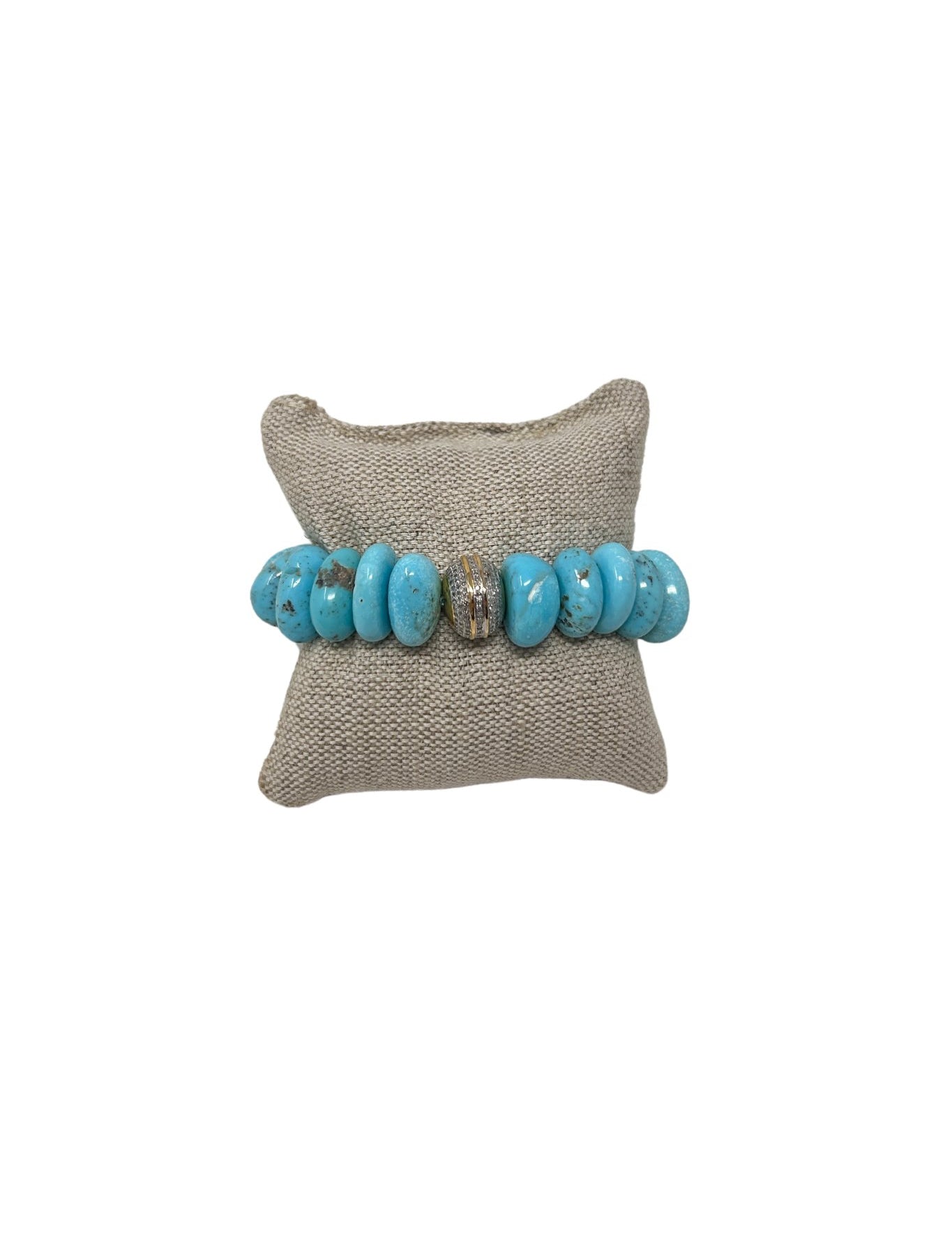 V602B The Woods Nacozari Turquoise Bracelet with Diamond and Brass Bead - Vermillion