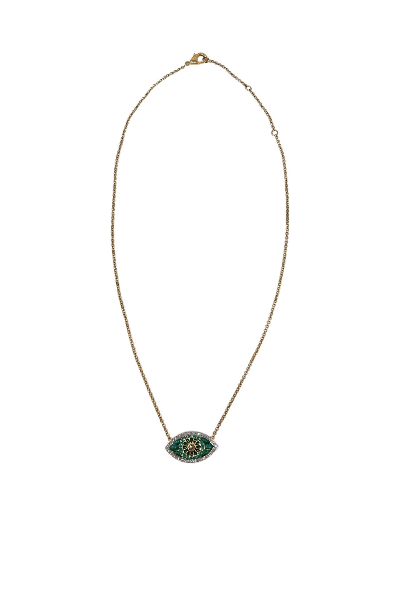 V606B The Woods Malachite Evil Eye Necklace - Vermillion