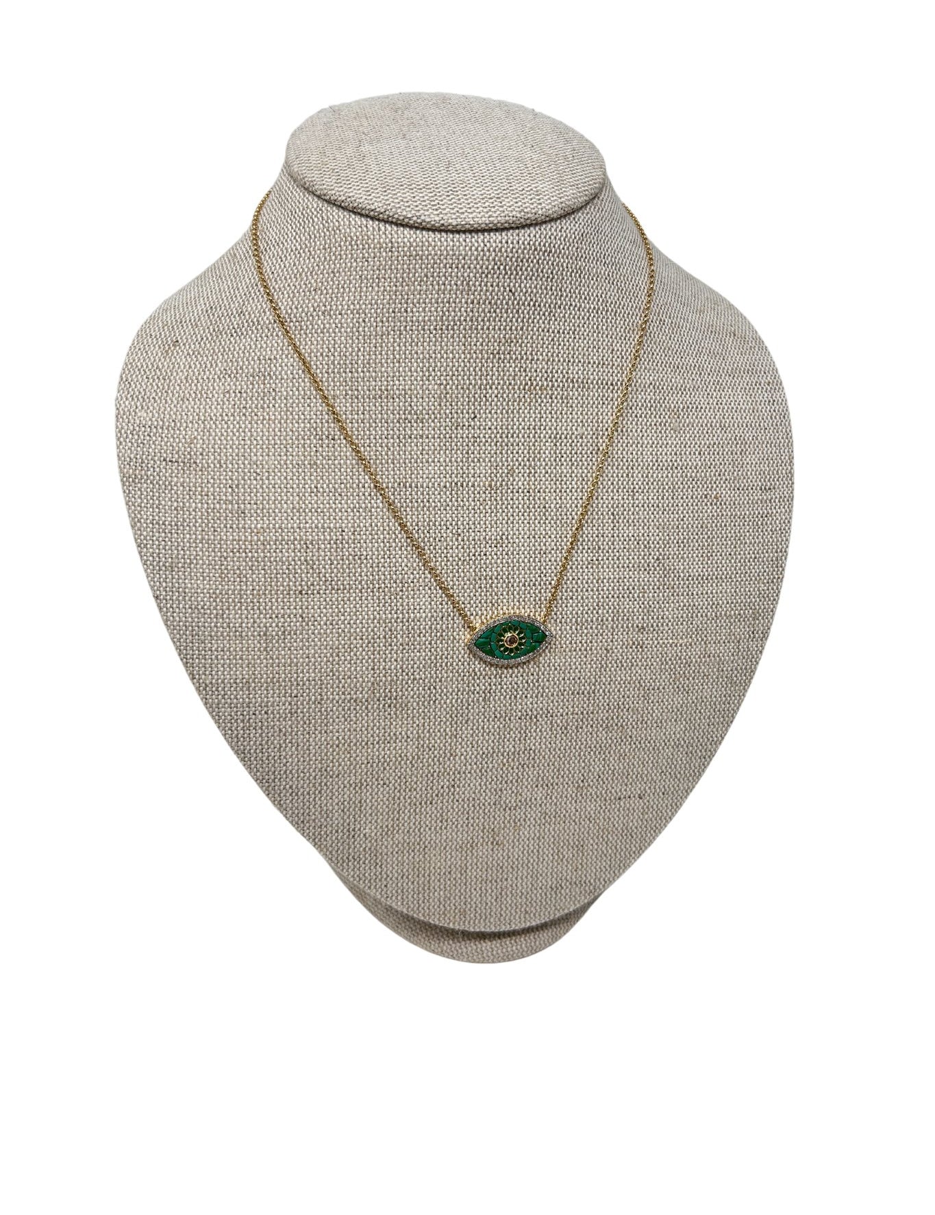 V606B The Woods Malachite Evil Eye Necklace - Vermillion