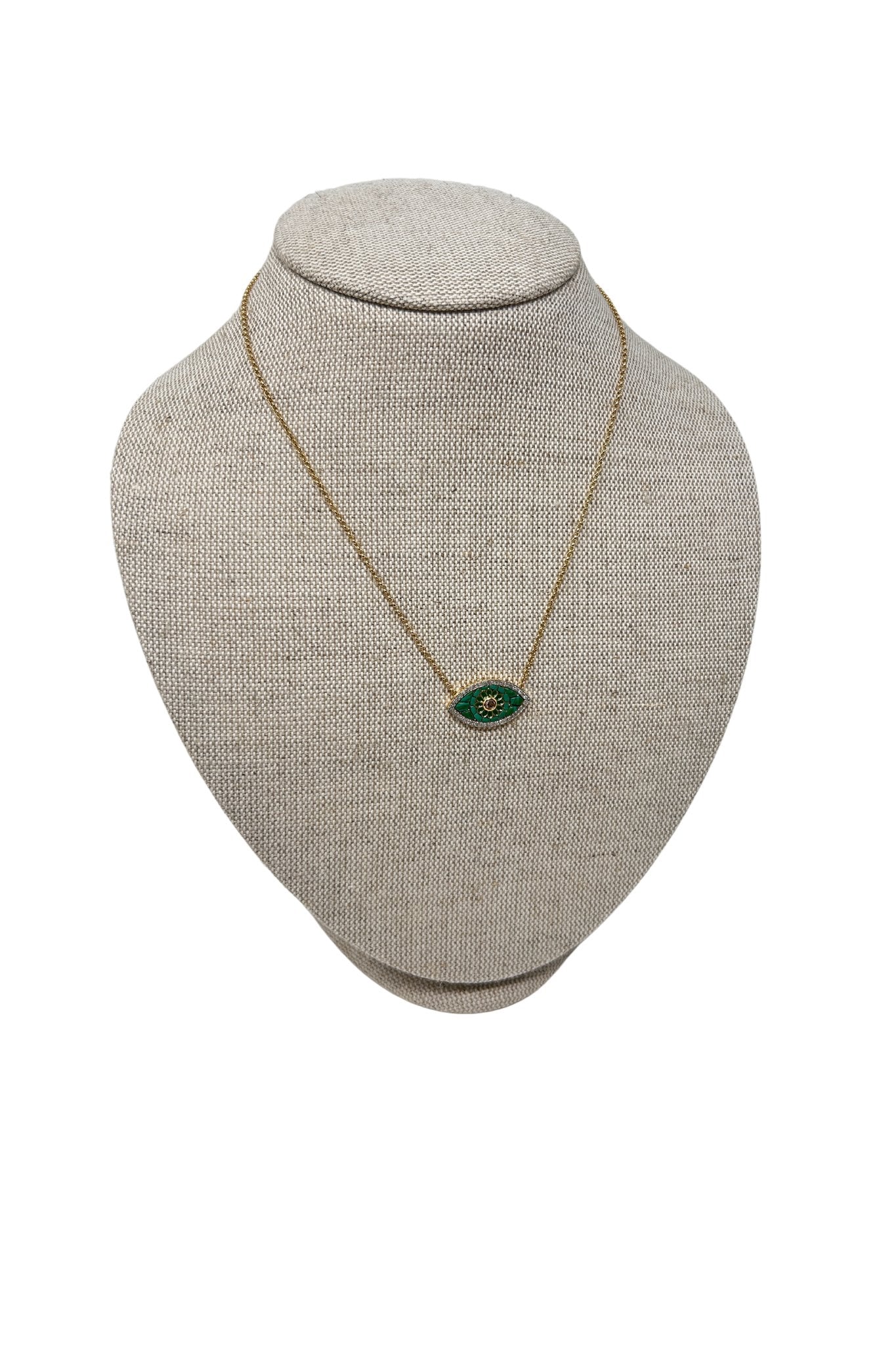 V606B The Woods Malachite Evil Eye Necklace - Vermillion