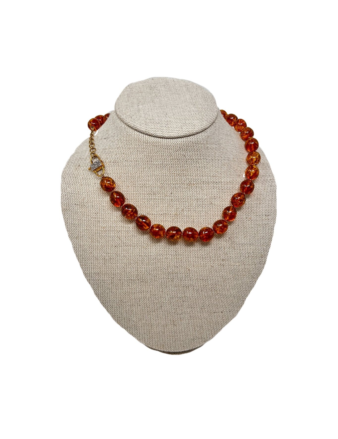 V611B The Woods Orange Amber Necklace - Vermillion