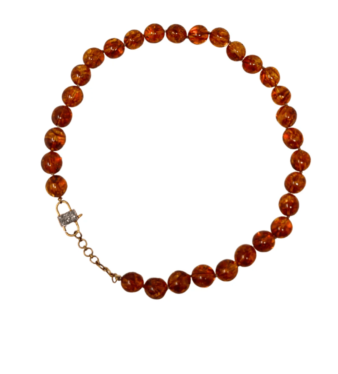 V611B The Woods Orange Amber Necklace - Vermillion