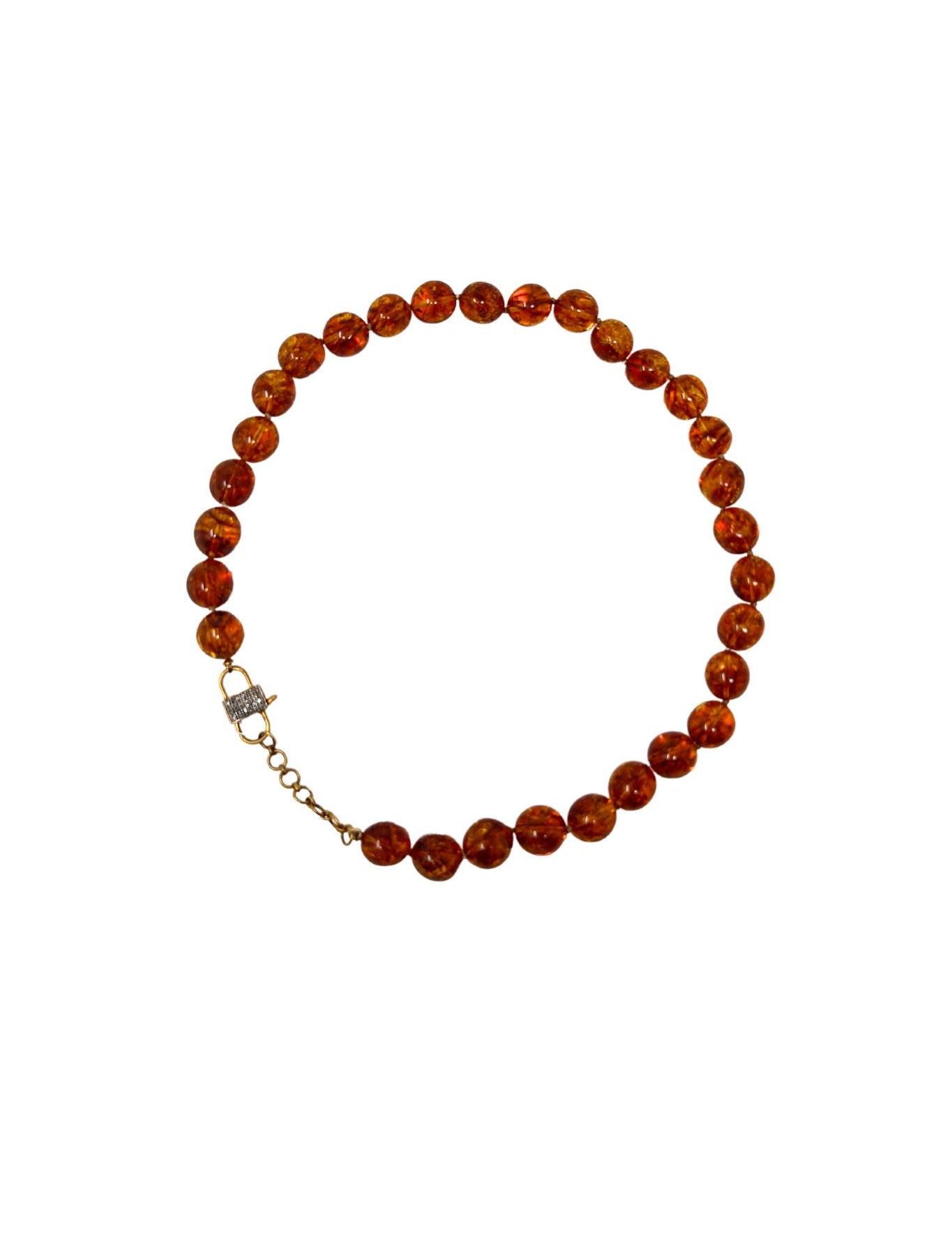 V611B The Woods Orange Amber Necklace - Vermillion