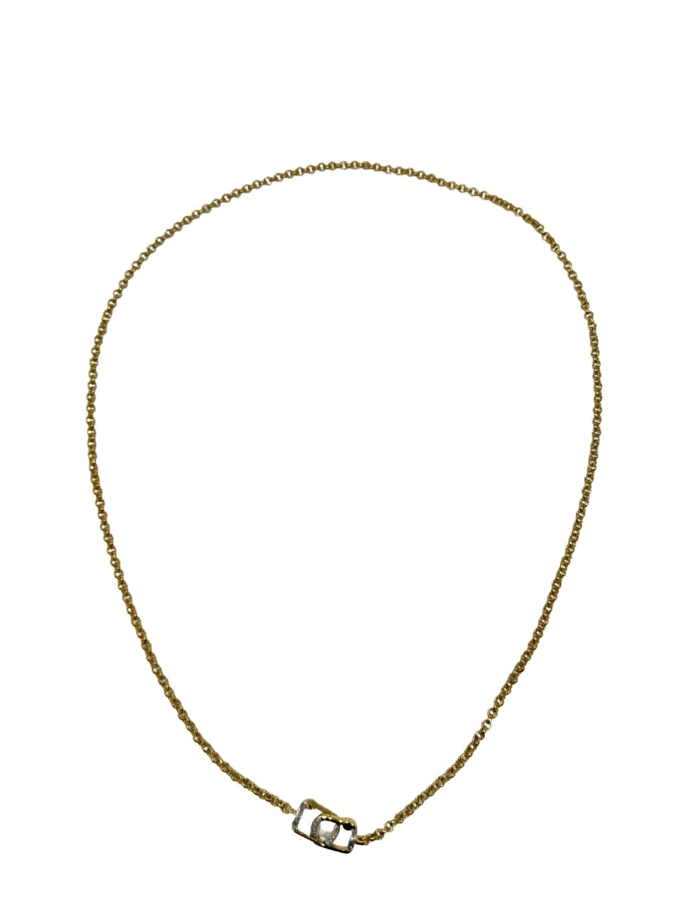 V626 The Woods Brass 22" Skinny Chain with double Square hook - Vermillion