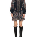 Sea Hyacinth Print Longsleeve Mini Dress