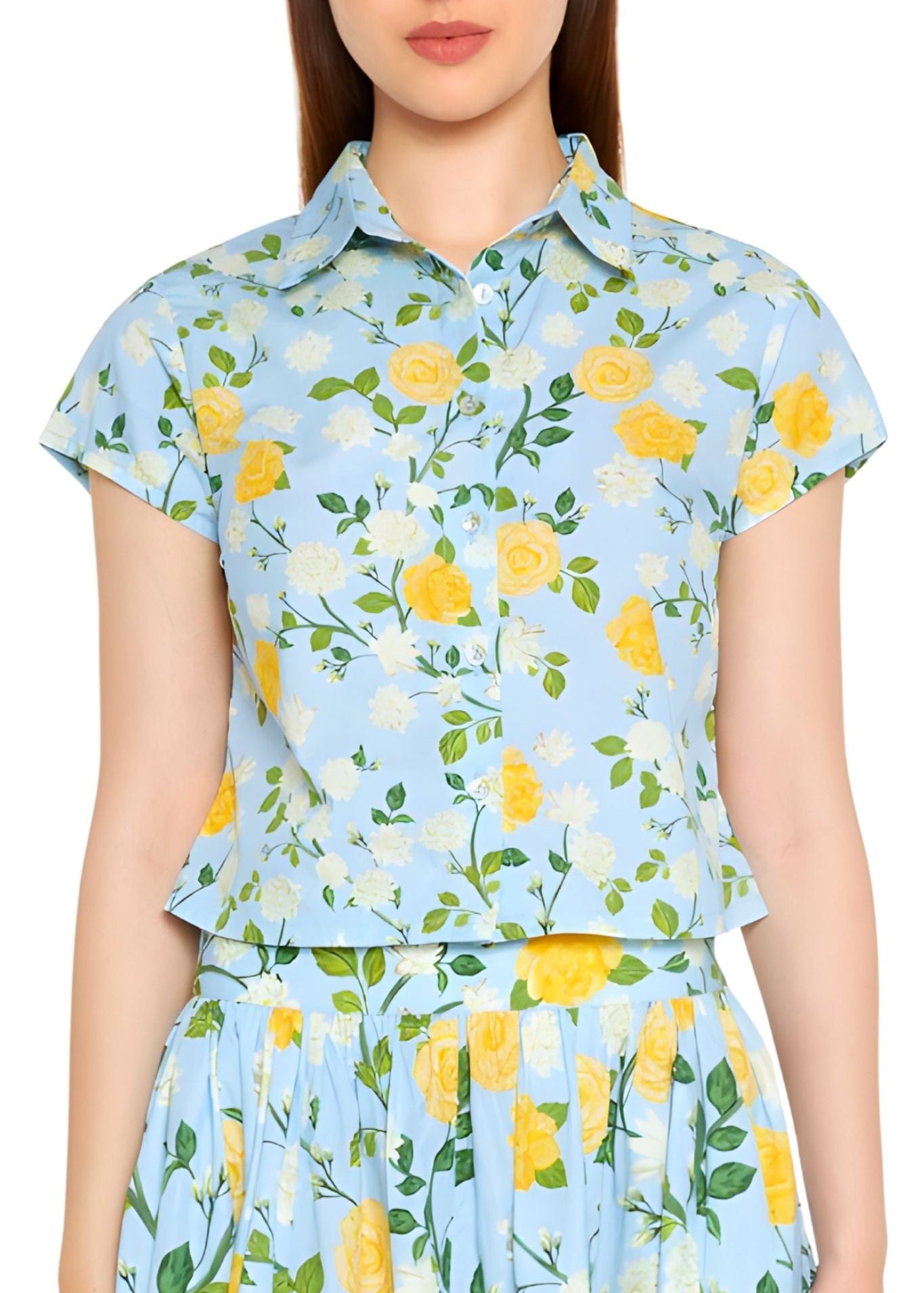 Verandah Cotton Crop Shirt - Vermillion