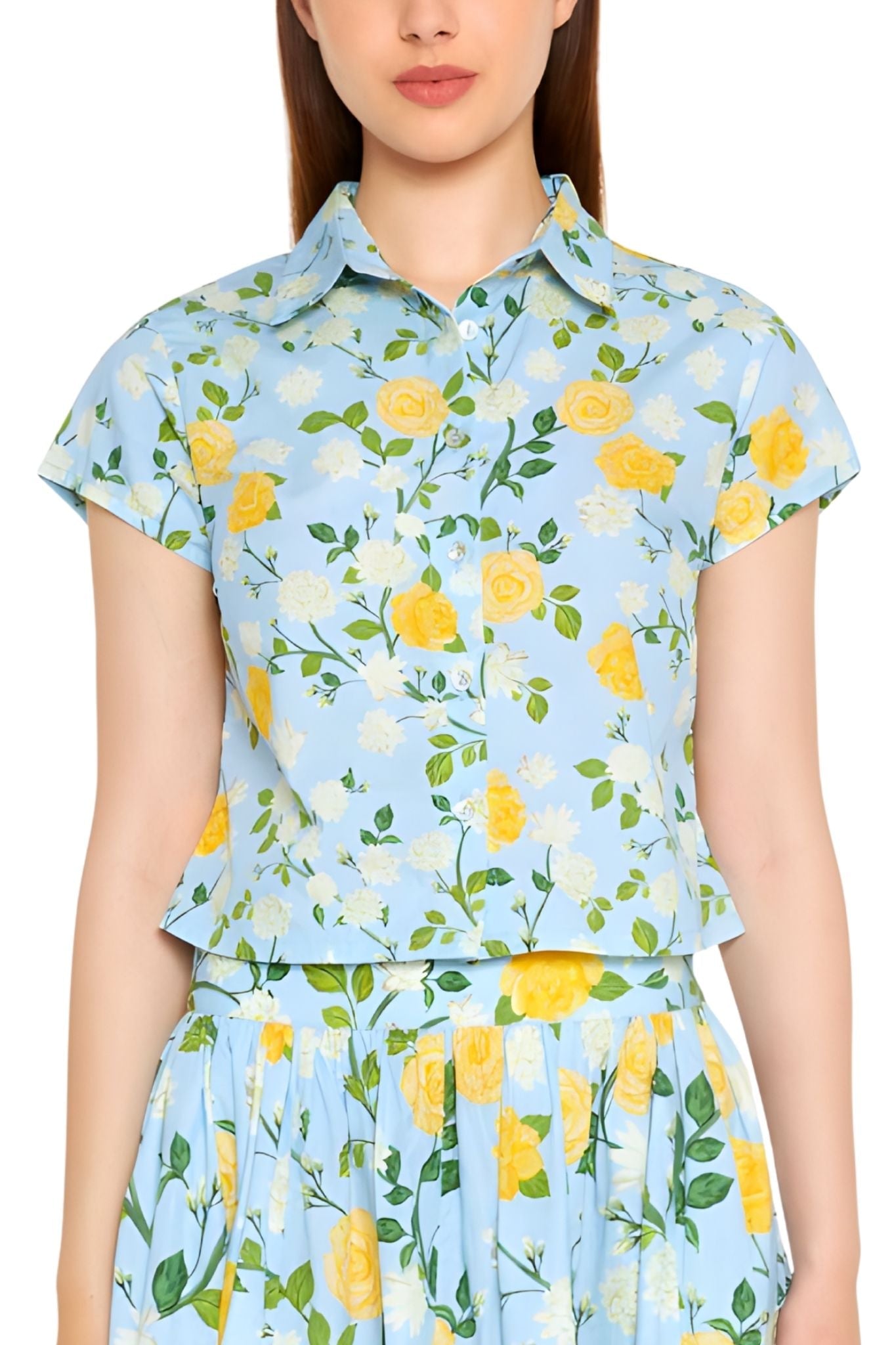 Verandah Cotton Crop Shirt - Vermillion