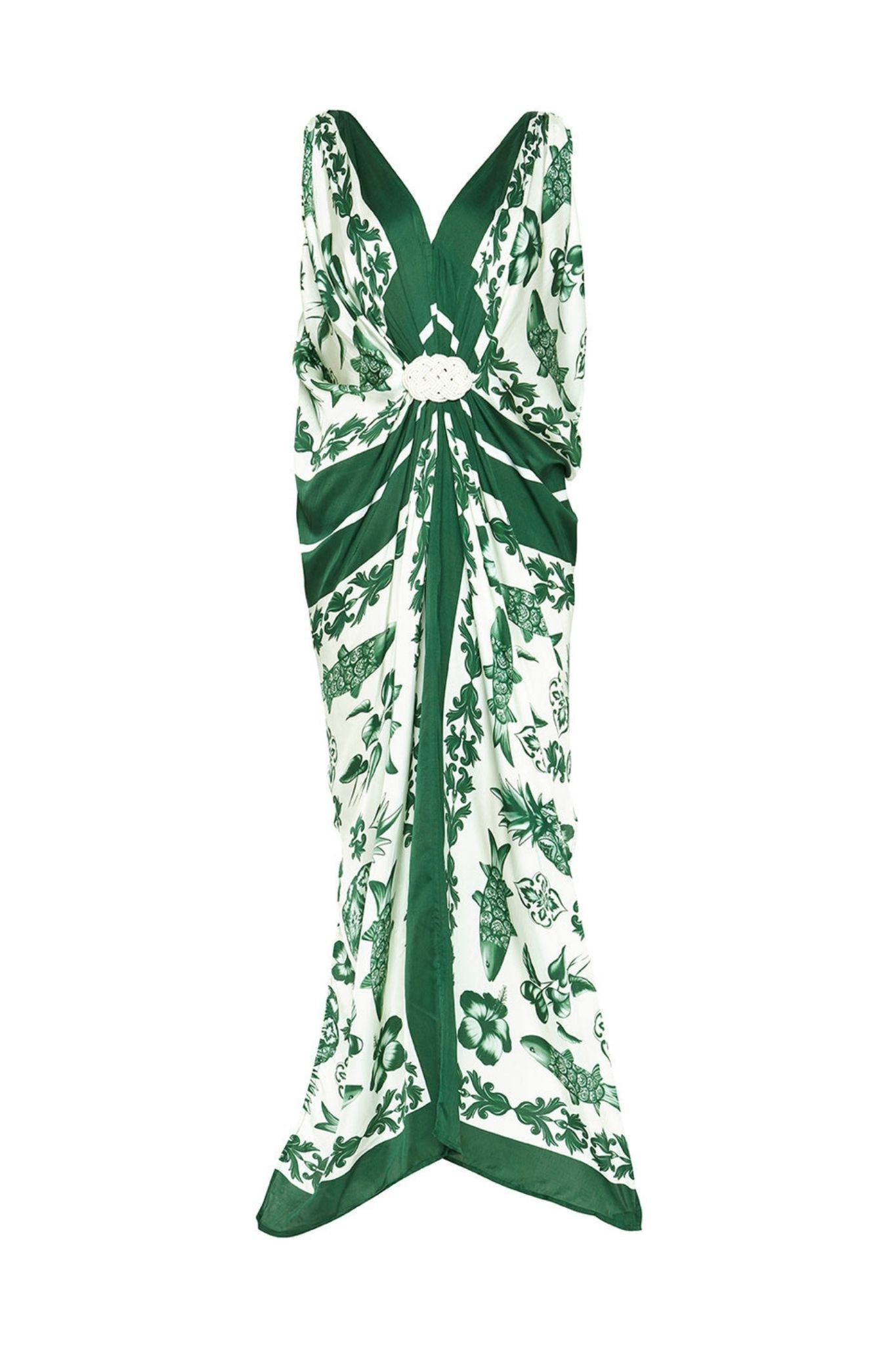 Verandah Hand Draped Gown - Vermillion