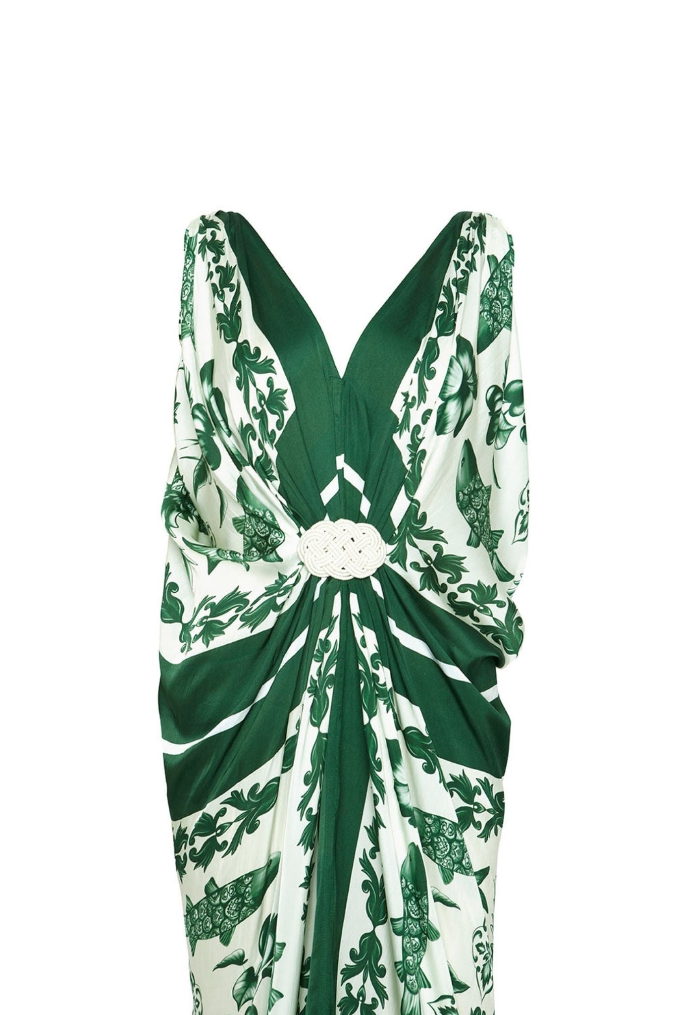 Verandah Hand Draped Gown - Vermillion