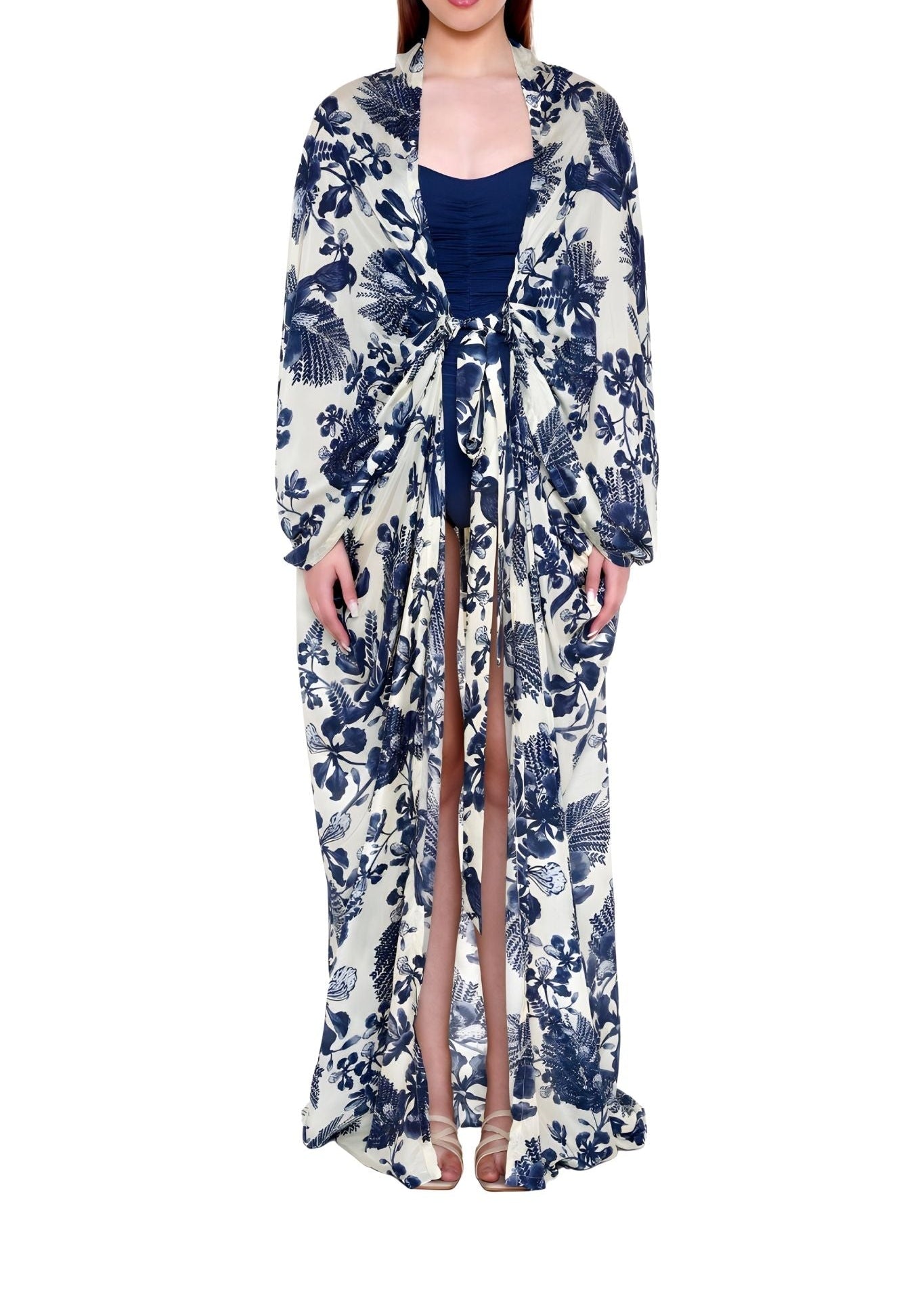 Verandah Hand Draped Kimono - Vermillion