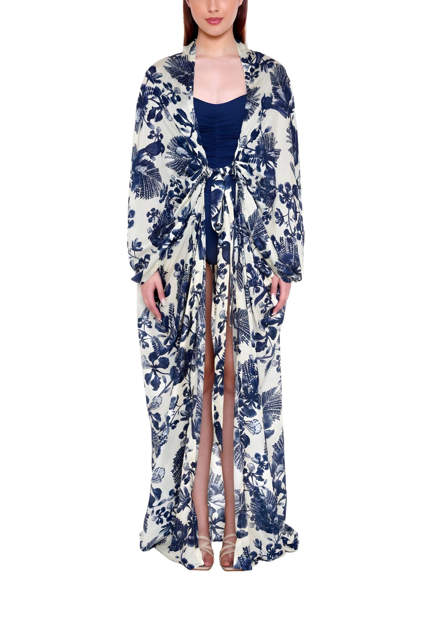 Verandah Hand Draped Kimono - Vermillion