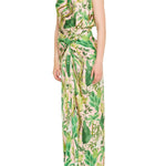 Verandah Hand Draped Tropical Maxi Skirt - Vermillion