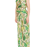 Verandah Hand Draped Tropical Maxi Skirt - Vermillion