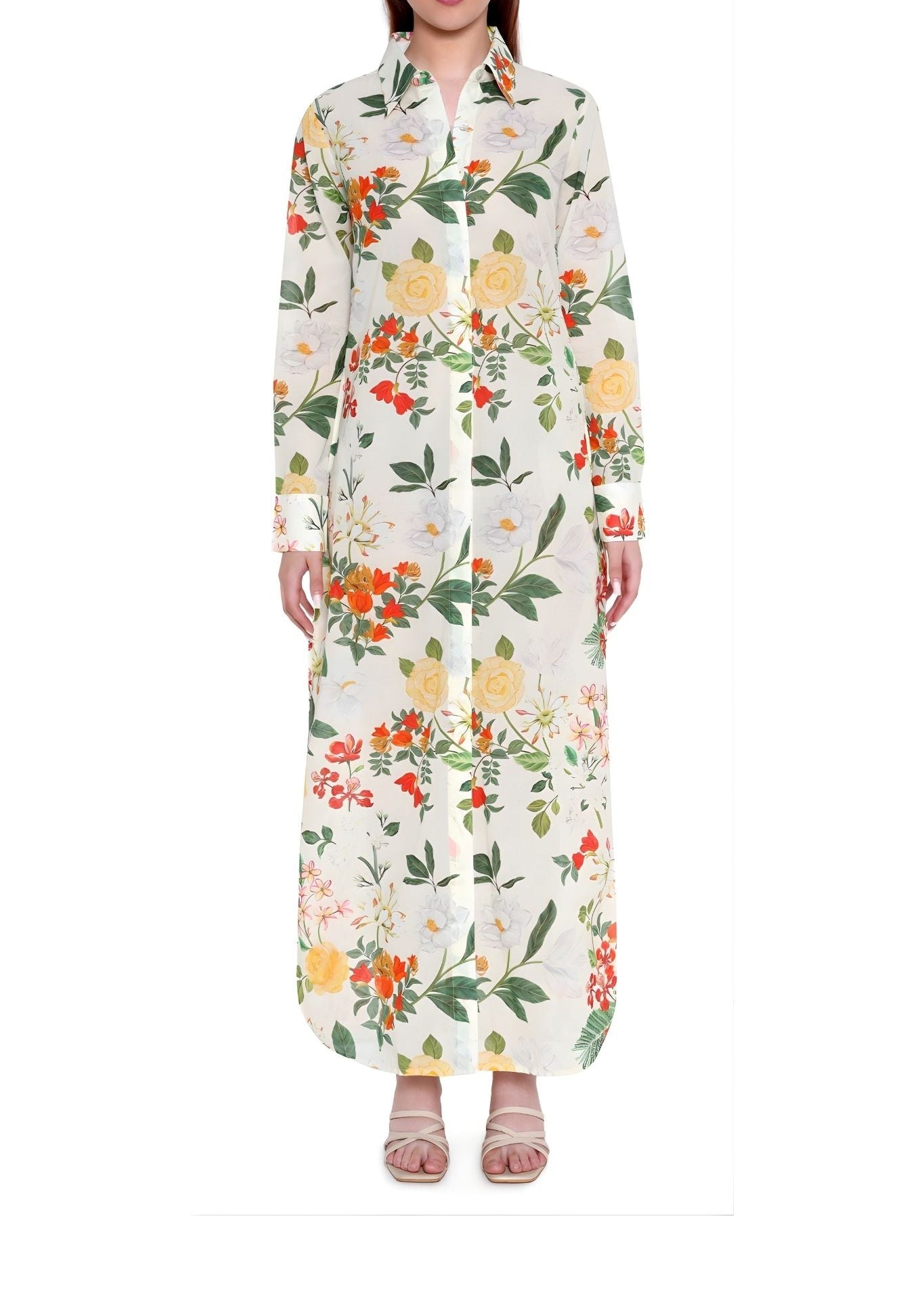 Verandah Maxi Shirt Dress - Vermillion