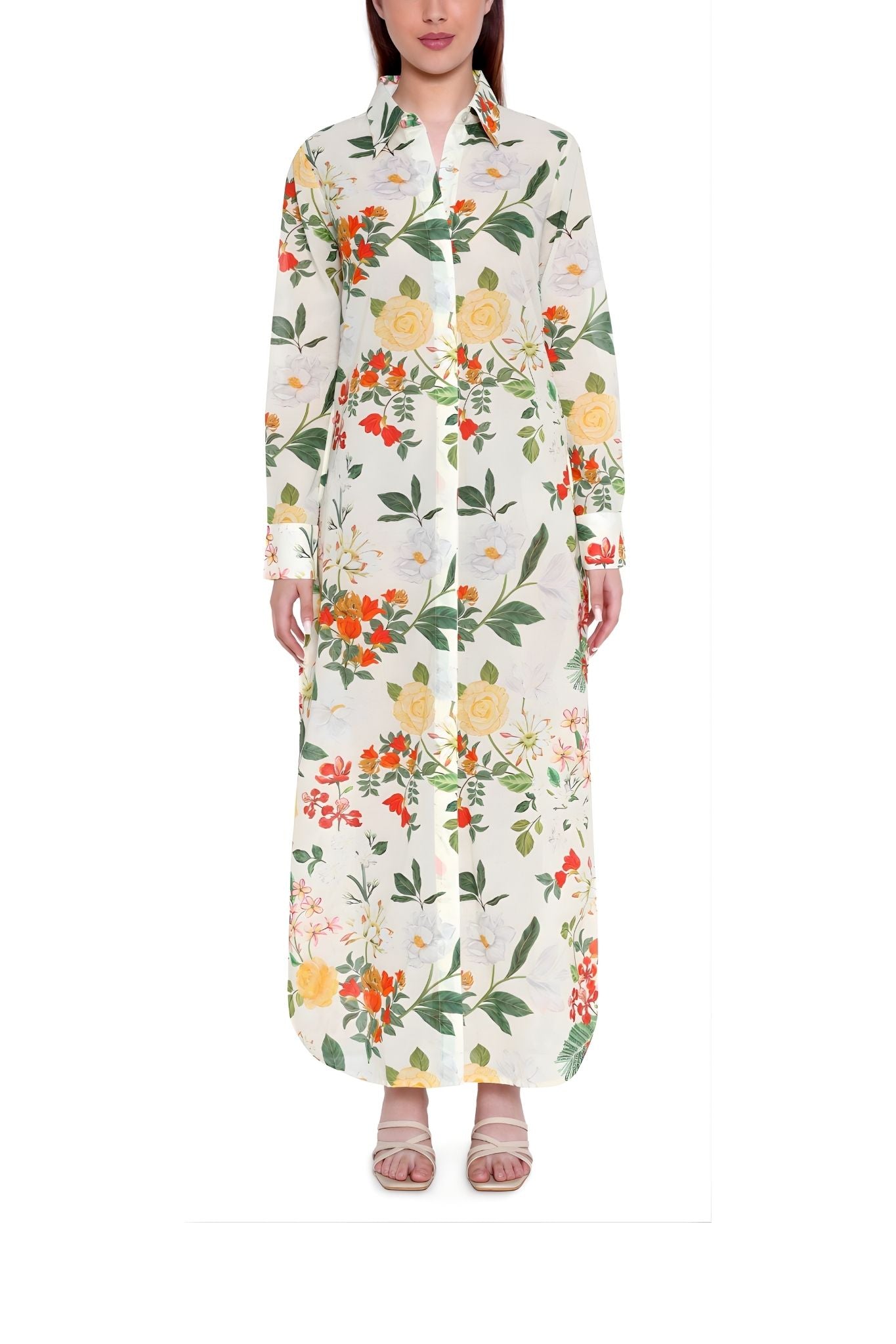 Verandah Maxi Shirt Dress - Vermillion