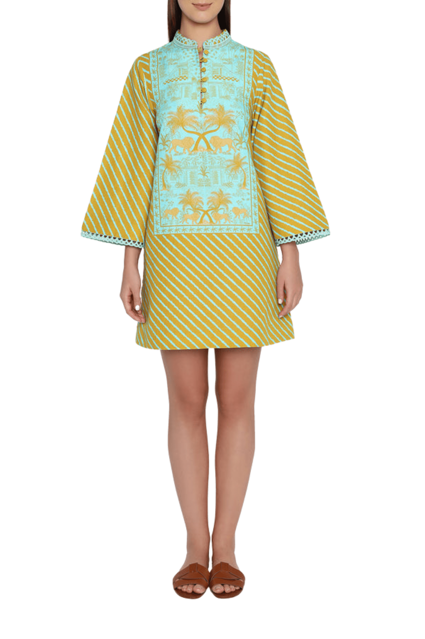 Verandah Mini Kaftan Dress - Vermillion