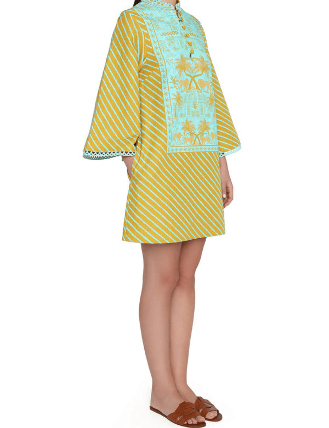 Verandah Mini Kaftan Dress - Vermillion