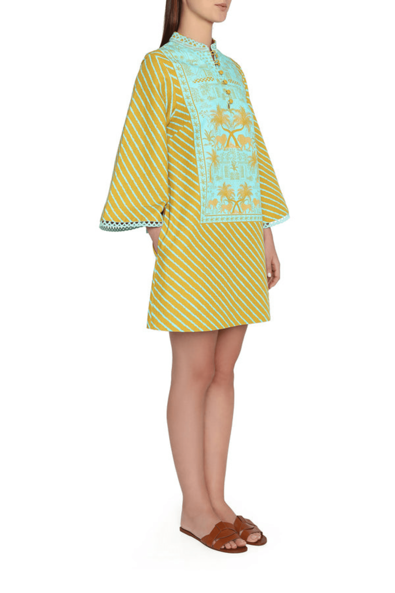 Verandah Mini Kaftan Dress - Vermillion