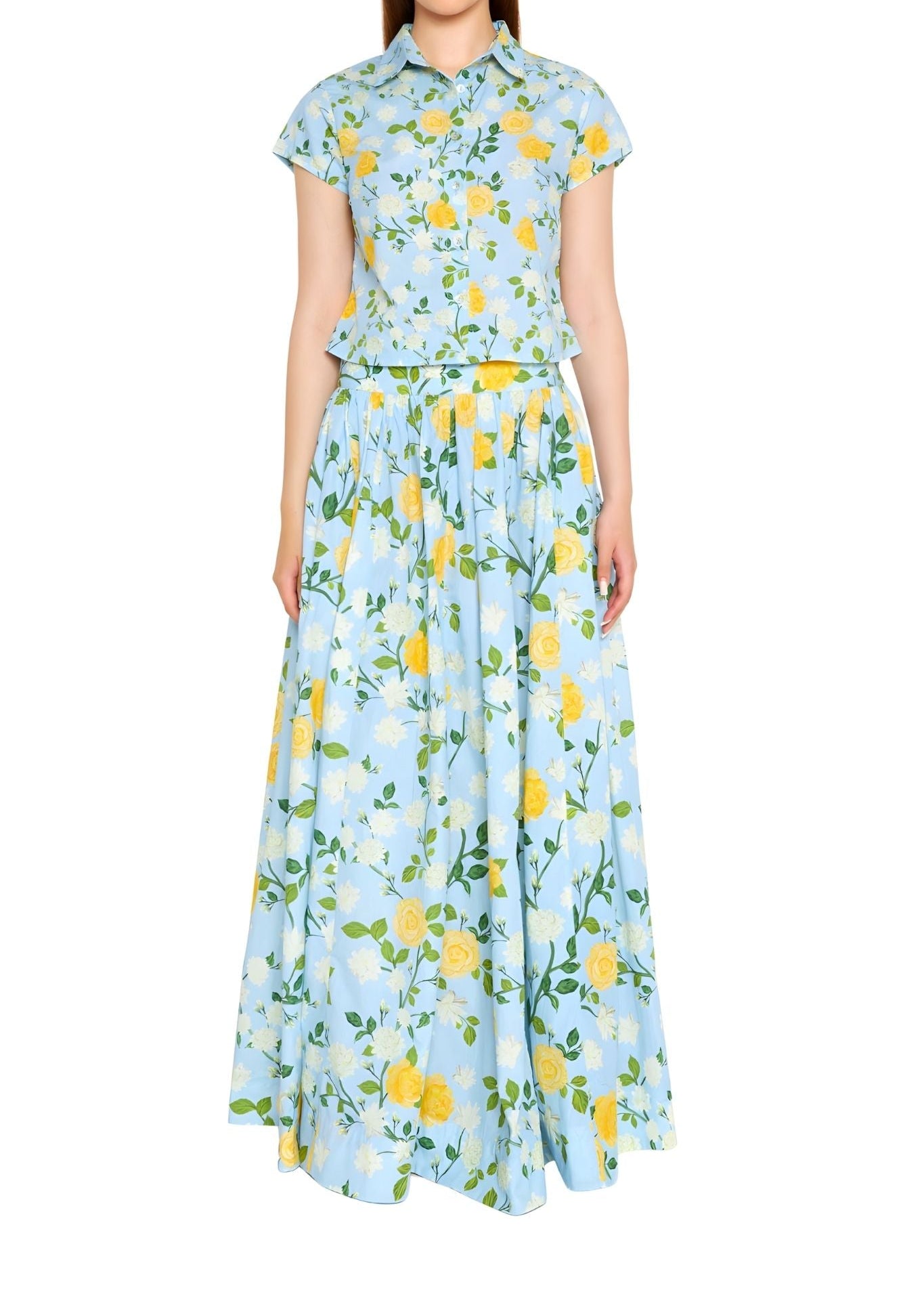 Verandah Paneled Maxi Skirt - Vermillion