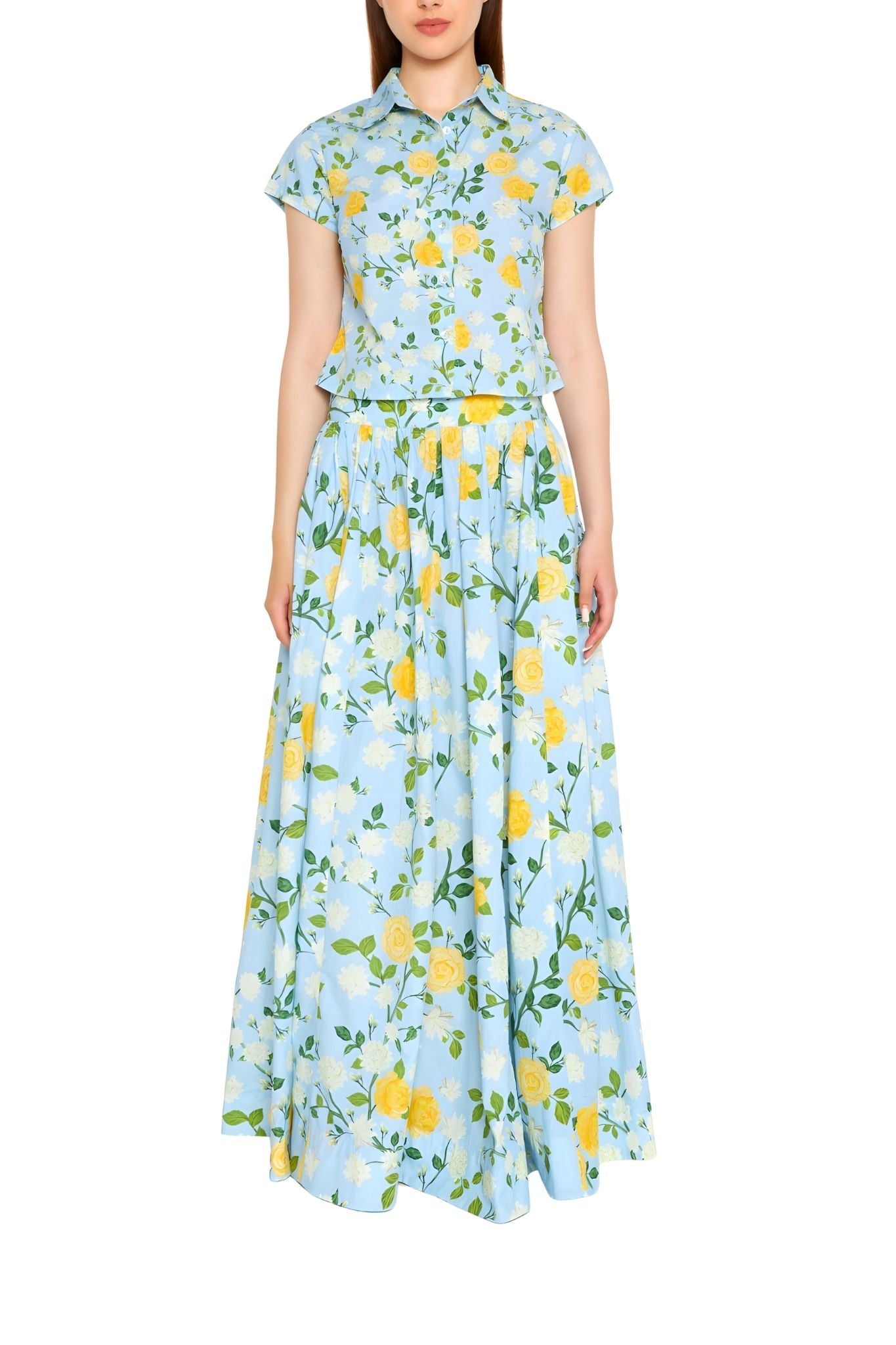 Verandah Paneled Maxi Skirt - Vermillion