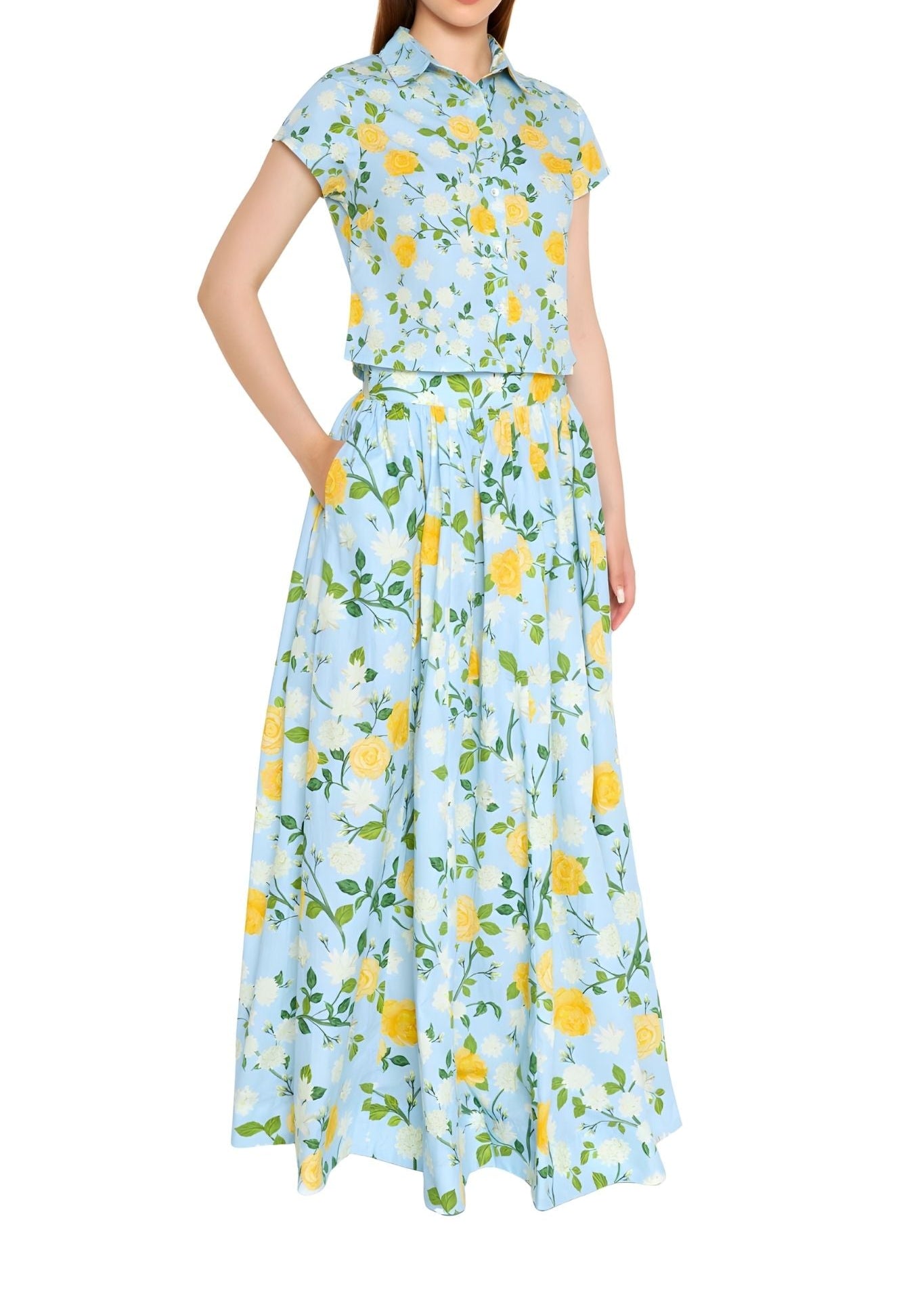 Verandah Paneled Maxi Skirt - Vermillion