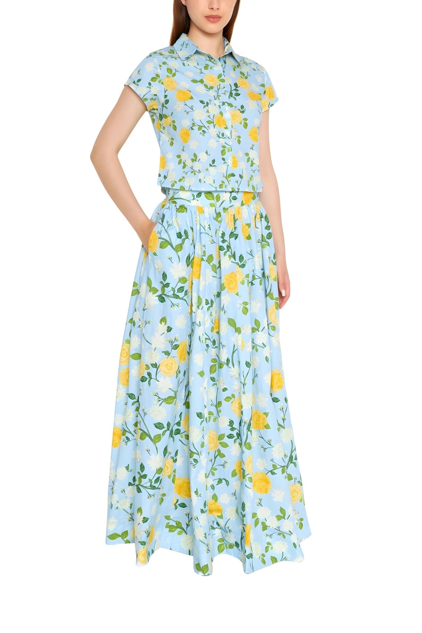 Verandah Paneled Maxi Skirt - Vermillion