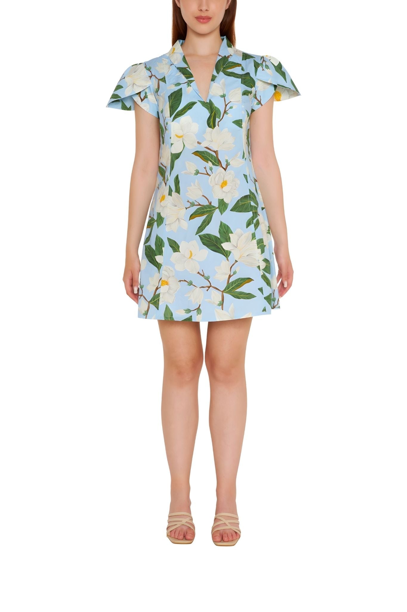 Verandah Petal Sleeve Mini Dress - Vermillion