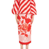 Verandah Scarf Pencil Skirt - Vermillion