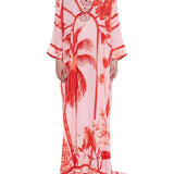 Verandah Studded Batwing Kaftan - Vermillion