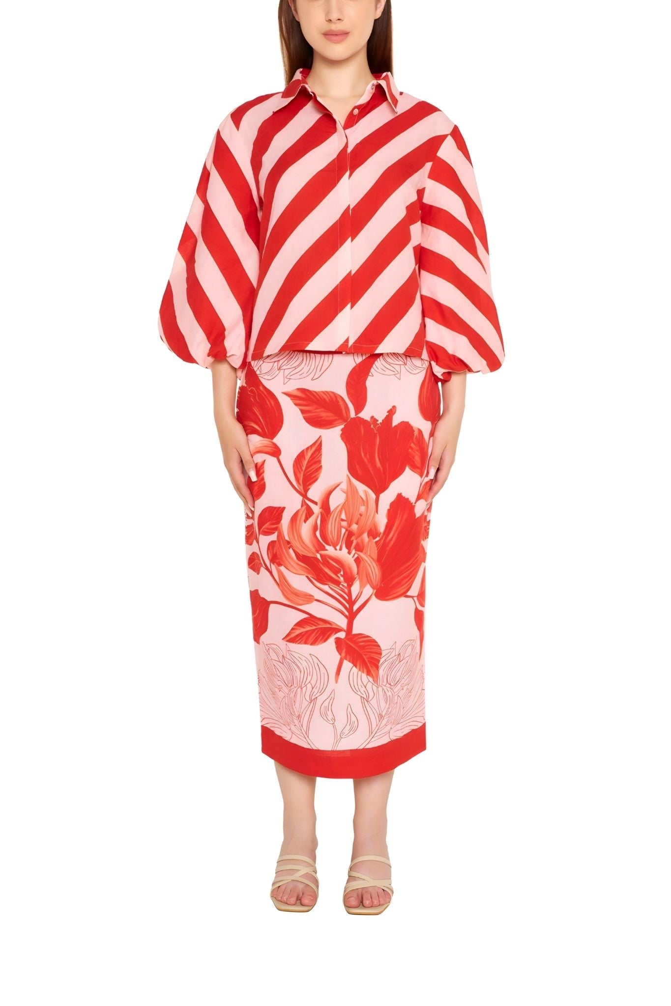 Verandah Summer Crop Shirt - Vermillion