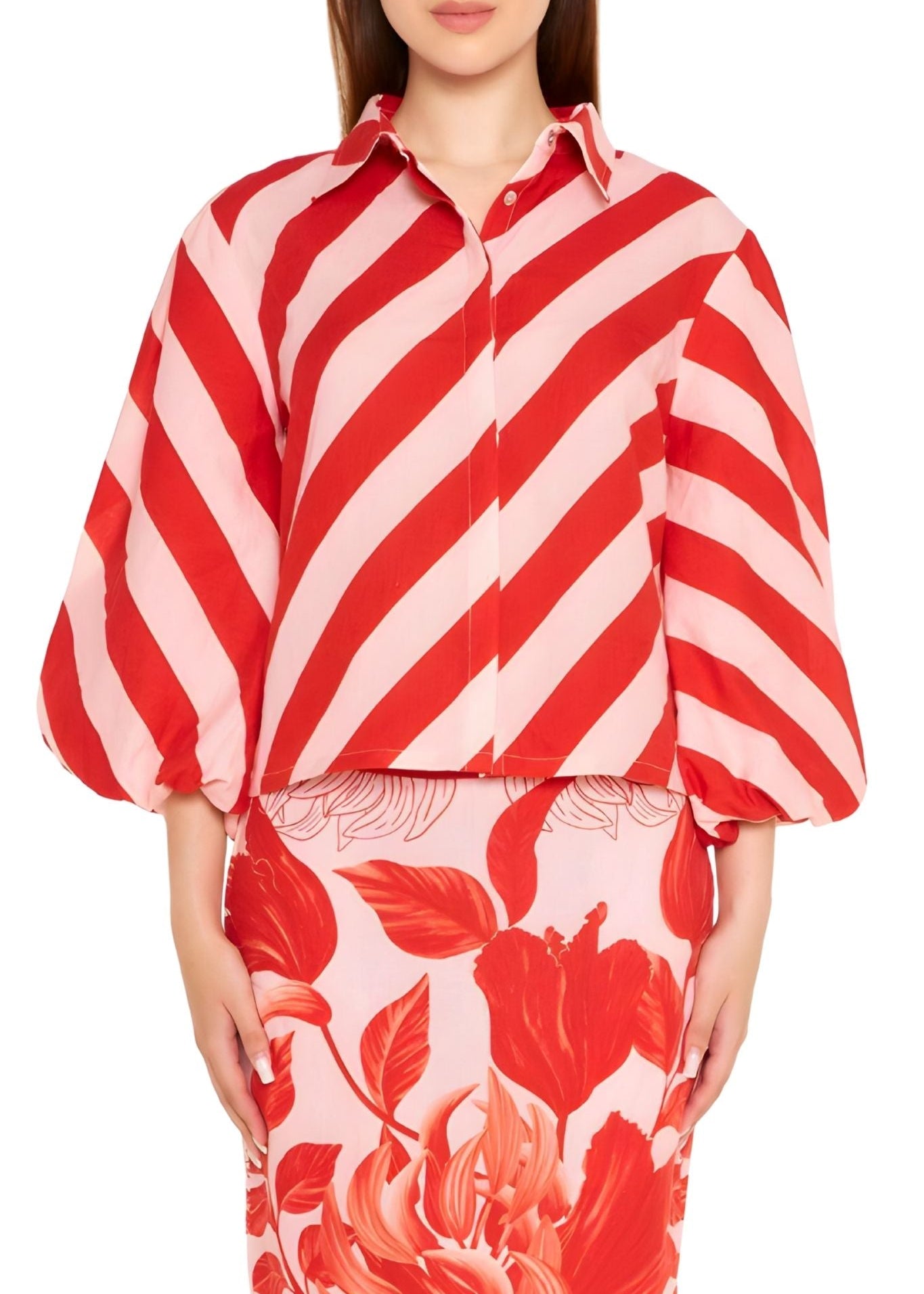 Verandah Summer Crop Shirt - Vermillion