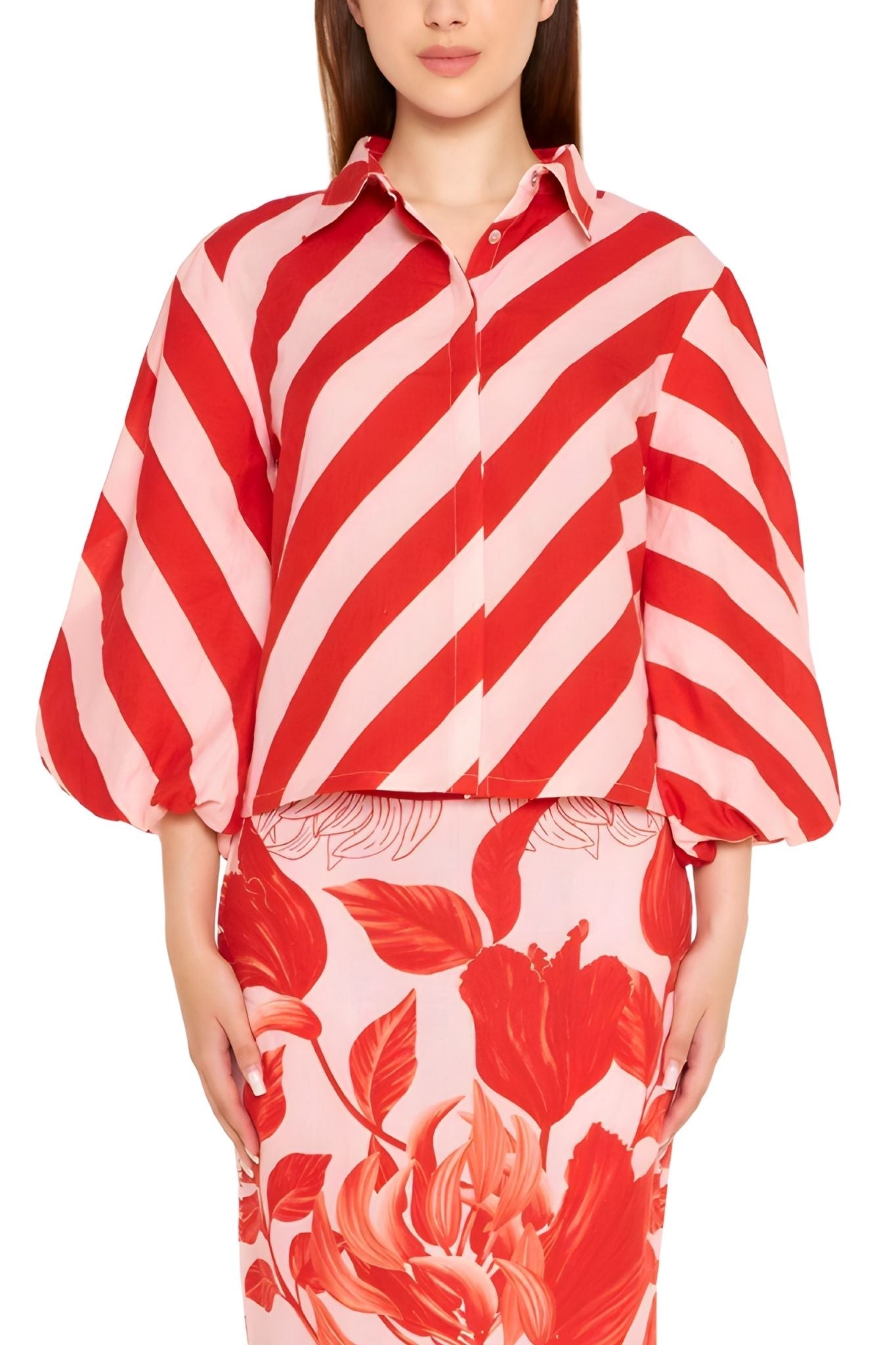 Verandah Summer Crop Shirt - Vermillion