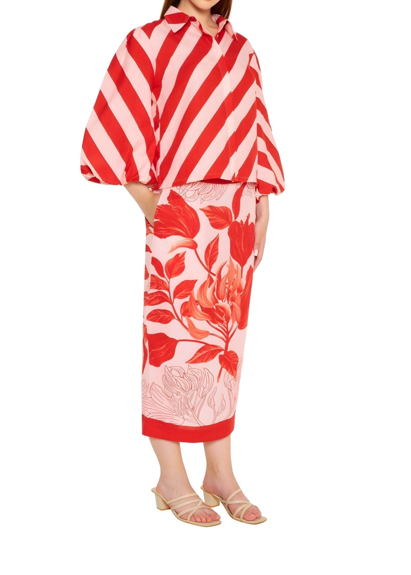 Verandah Summer Crop Shirt - Vermillion